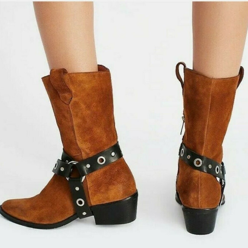 Free People x Farylrobin brown suede boots